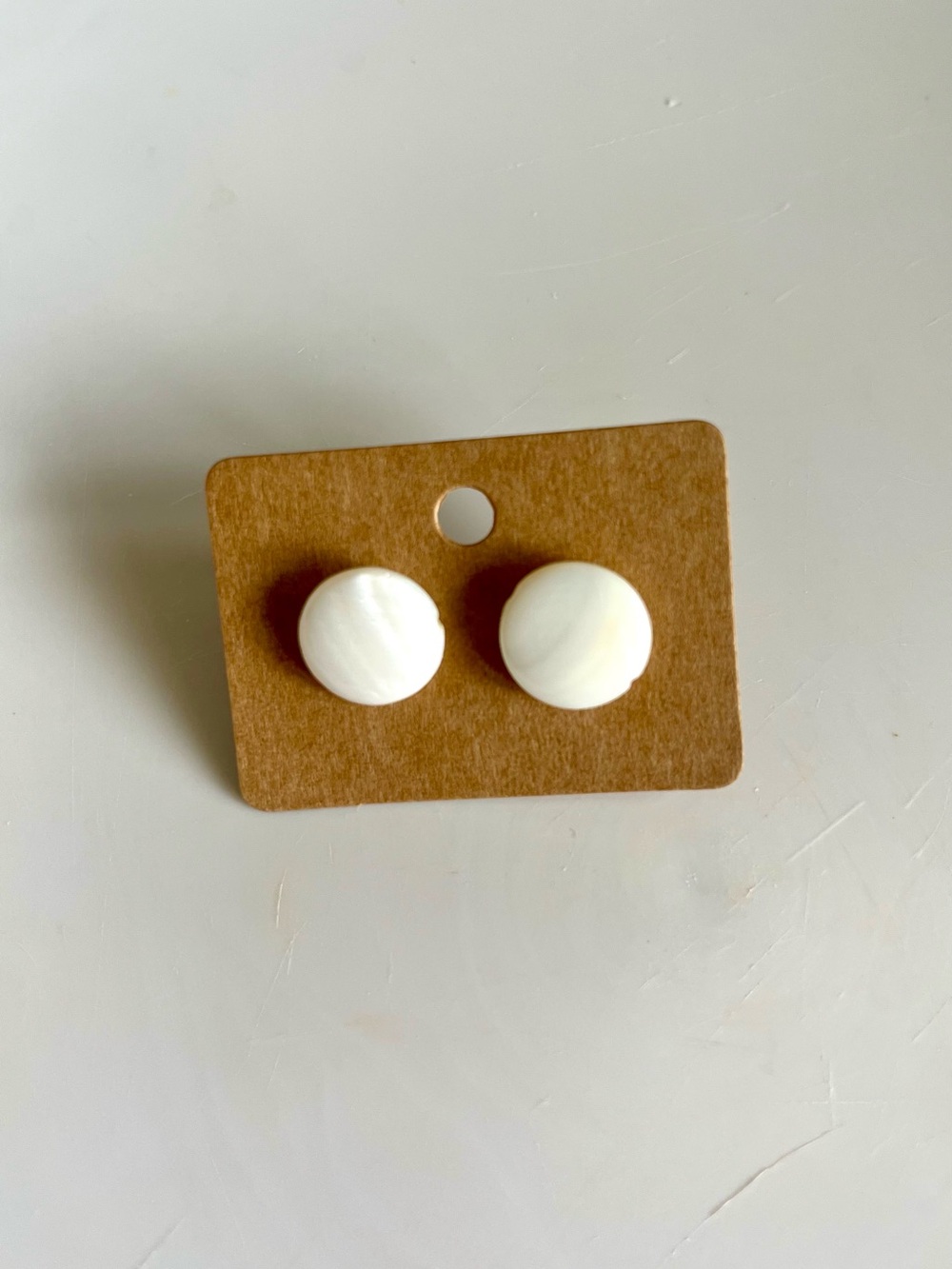 2/$15- Round White Glass Bead Stud Earrings Handmade